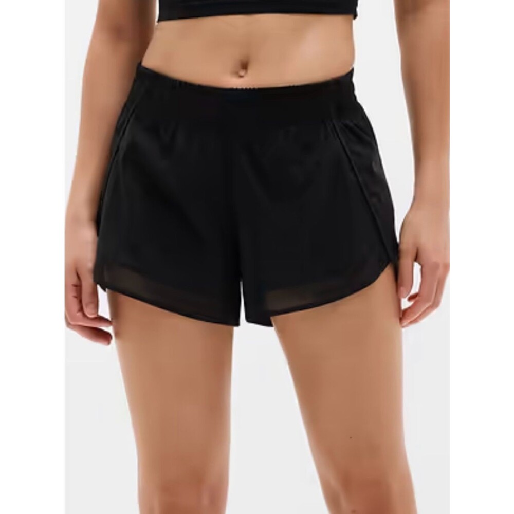 Athleta Black Mesh-Trim Athletic Shorts